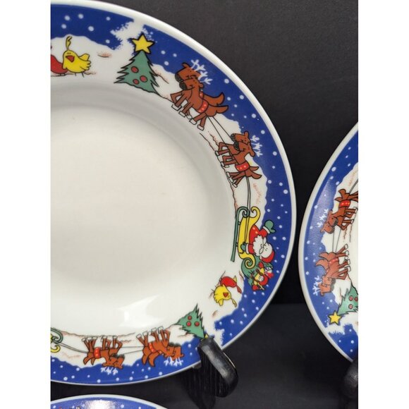 Royal Heritage Collection Christmas Time Pattern Rimmed Soup Bowls Set of 4 - Picture 4 of 11